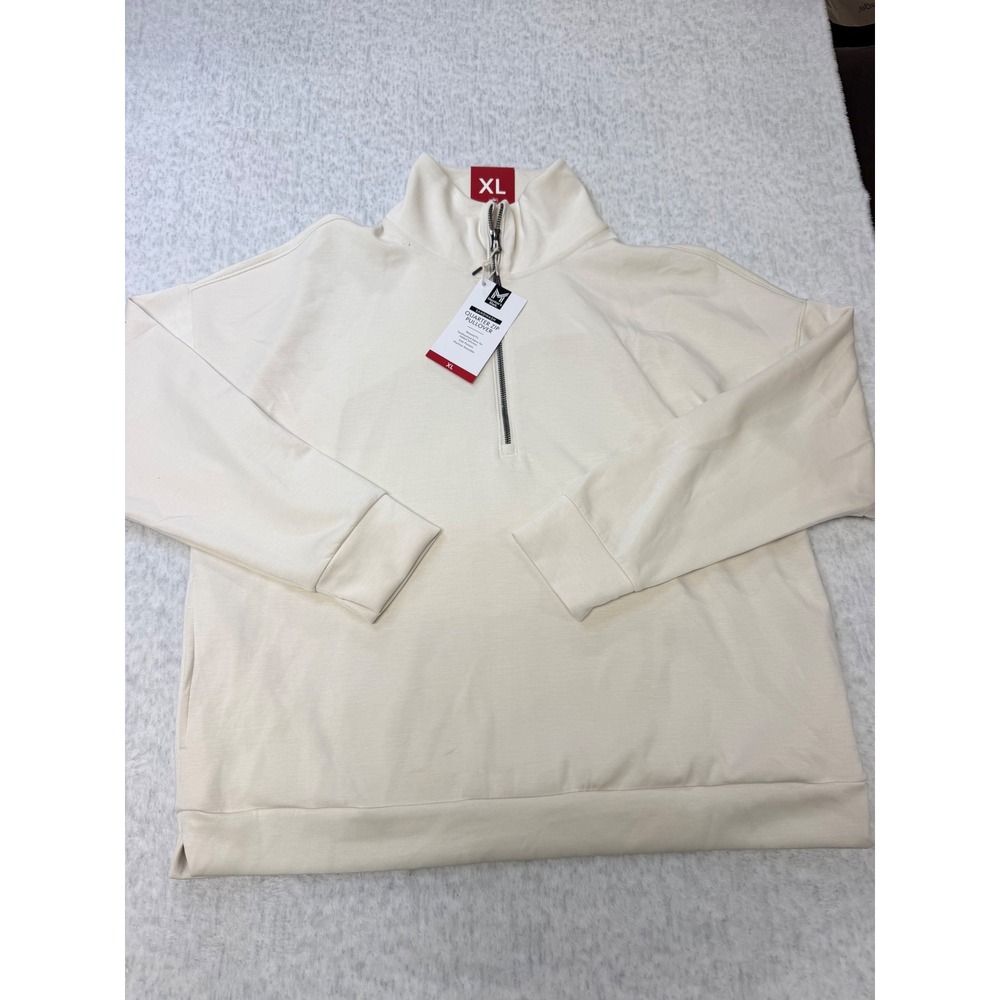 Members Mark Sandwash Quarter Zip Pullover Cream Off White XL New‎ NWT